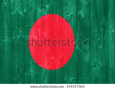 gorgeous Bangladesh flag painted on a wood plank texture