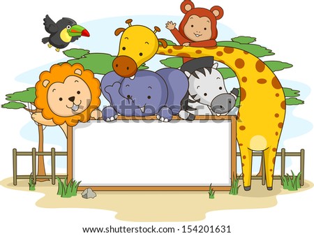Banner Illustration Featuring Jungle Animals Posing for a Group Photo