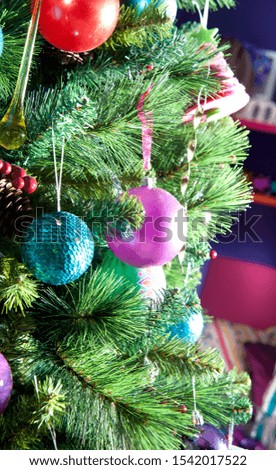 close up decorated christmas tree