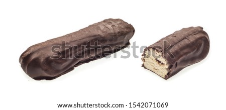 Collage with tasty sweet chocolate marshmallows isolated on white background