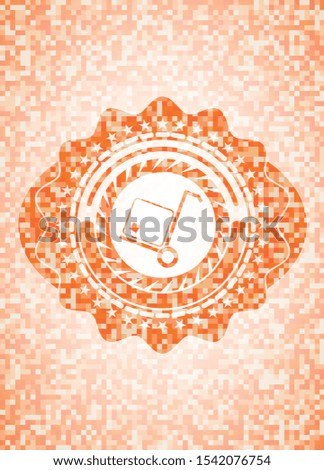 cargo icon inside orange mosaic emblem with background