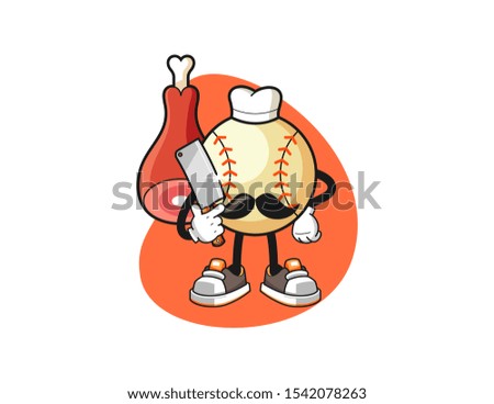 Baseball butcher cartoon. Mascot Character vector.