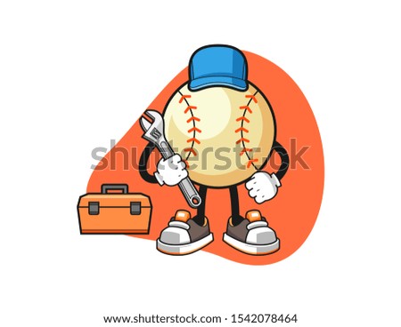 Baseball mechanic cartoon. Mascot Character vector.