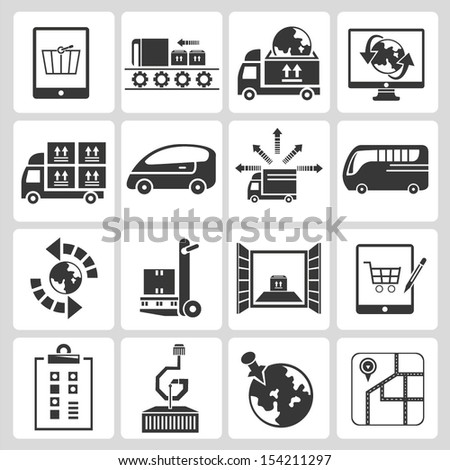 logistic icons set, transportation icons