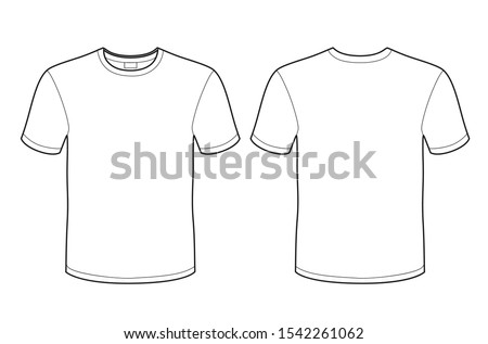 White T-shirt vector template (front and back) mockup isolated on white background. Royalty-Free Stock Photo #1542261062