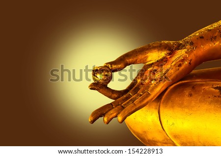 buddha statue hands on brown background