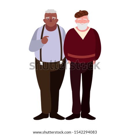Grandfathers cartoons design, Old person grandparents man avatar senior and adult theme Vector illustration