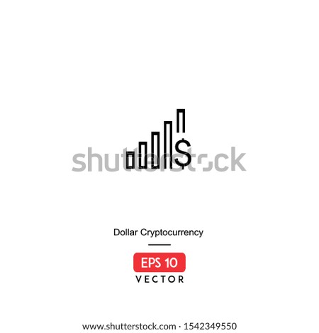 Icon dollar cryptocurrency with line style, isolated on white background. EPS10 - Vector