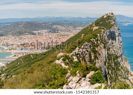 Gibraltar. landscape mountain landscape, ocean and city below