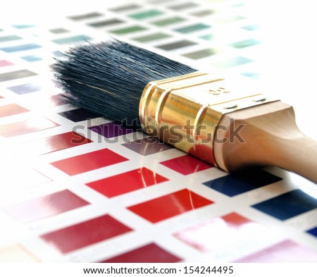 Paintbrush on a color swatch