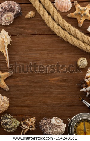 sea concept on wood background