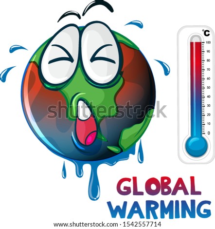 Global warming with earth overheated illustration