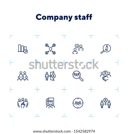Company staff line icon set. People, team, search. Business concept. Can be used for topics like human resource, personnel, selection