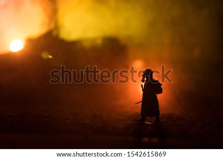Creative artwork decoration. Chernobyl nuclear power plant at night. Layout of abandoned Chernobyl station after nuclear reactor explosion. Selective focus Royalty-Free Stock Photo #1542615869