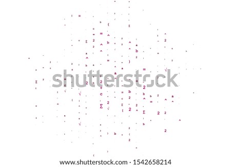 Light Pink vector template with math simbols. Colored mathematic signs with gradient on white background. Template for cell phone backgrounds.