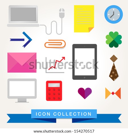 Communication technology devices illustrations. Computer on line illustrations. Business icons.
