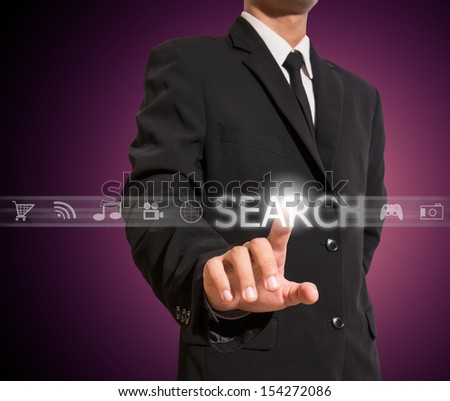 business man touch search