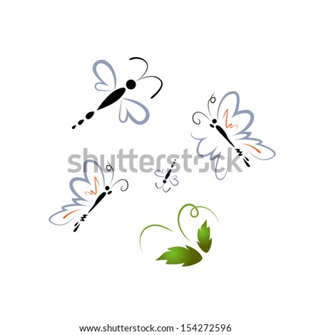 Vector sketch of butterfly on white background.