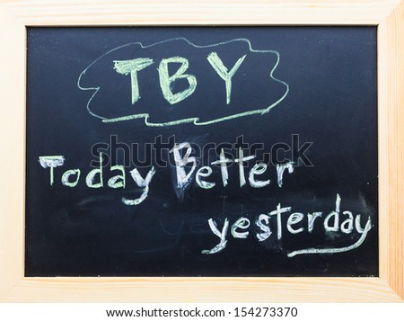 TBY words on Black Board.