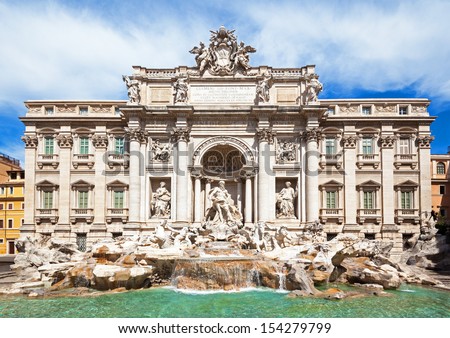Rome, Italy - famous Trevi Fountain (Italian: Fontana di Trevi) Royalty-Free Stock Photo #154279799