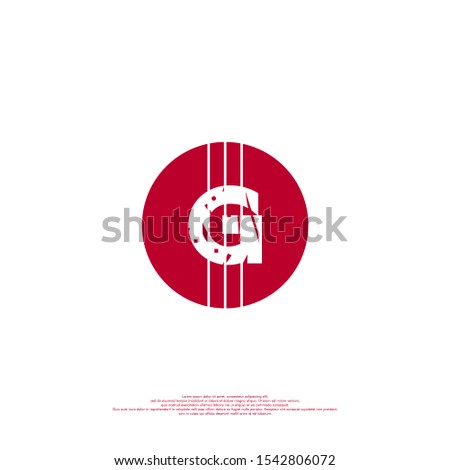 abstract red circle scratched G logo letter simple design concept isolated on white background.
