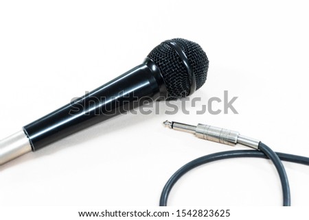 Close up microphone on white background