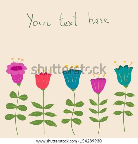 Cute floral vector postcard. Celebration template