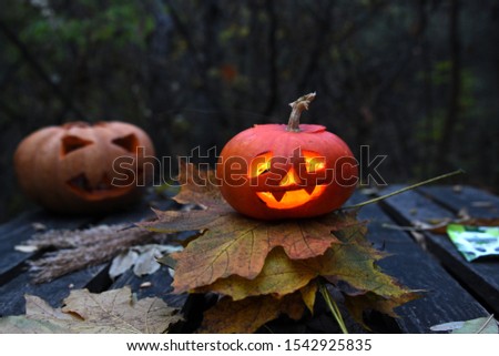 Halloween pumpkin with burning eyes