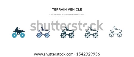 terrain vehicle icon in different style vector illustration. two colored and black terrain vehicle vector icons designed in filled, outline, line and stroke style can be used for web, mobile, ui