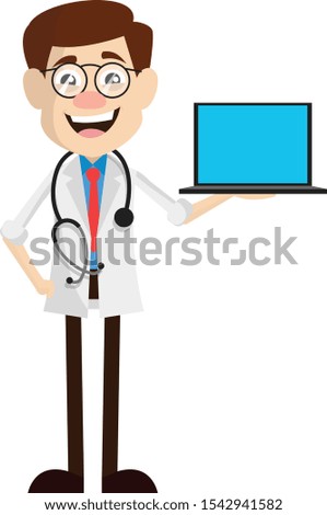 Physician Doctor - Presenting a Laptop Vector
