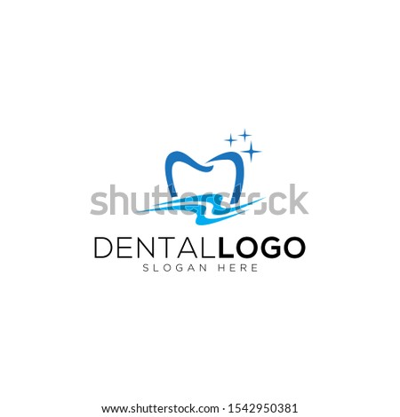 Dental Clinic Logo Tooth abstract design vector template Linear style. Dentist stomatology medical doctor Logotype concept icon