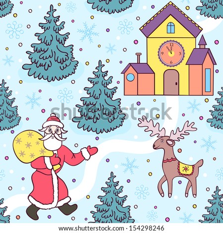 Vector illustration of cute  christmas seamless pattern