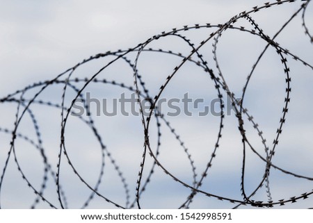 Fence. Barbed wire on a sky background