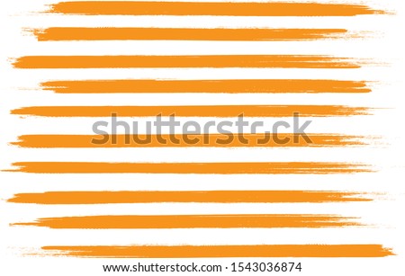 Orange brush stroke set isolated on white background.Trendy brush stroke for orange ink paint,grunge backdrop, dirt banner,watercolor design and dirty texture.Creative art concept, vector illustration