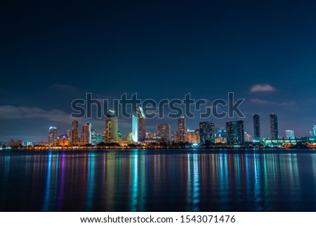 City skyline of San diego at night