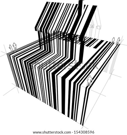 Barcode diagram in form of a detached house 