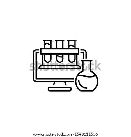 Online science test monitor simple line icon