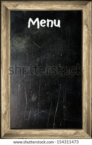Menu title written with chalk on blackboard 