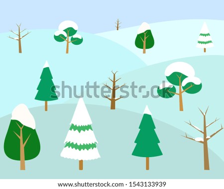 set of winter tree vector illustration