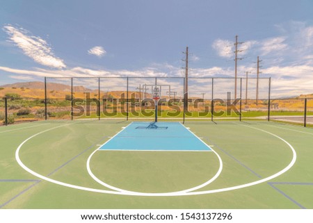Outdoor basketball court and three point line