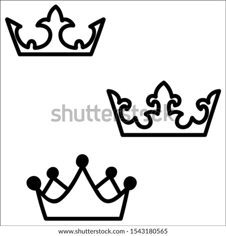 Set of various crowns isolated on white vector illustration.
