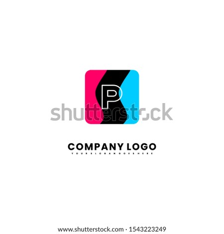 modern colorful rounded square P logotype simple design concept isolated on white background. Vector illustration.