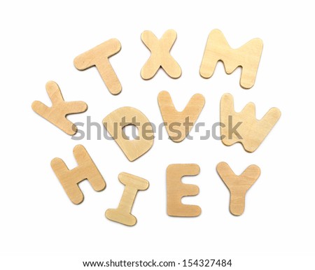 wooden letters on a white background