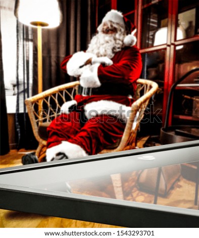 Coffee table of free space for your decoration and christmas time in Santa Claus home interior 