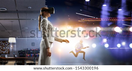 She is in 3d world. Mixed media Royalty-Free Stock Photo #1543300196