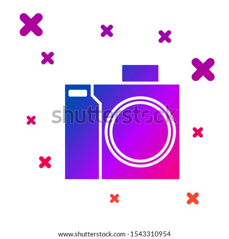 Color Photo camera for diver icon isolated on white background. Foto camera icon. Diving underwater equipment. Gradient random dynamic shapes. Vector Illustration