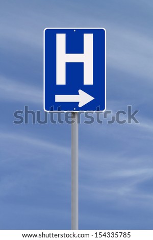 A hospital directional sign 