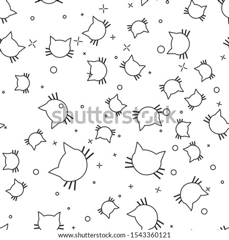 Black Cat icon isolated seamless pattern on white background