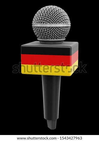 3d illustration. Microphone with German flag. Image with clipping path