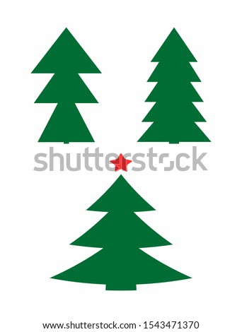 Set of flat Christmas trees. Icons, logos, symbols. Simple vector illustration.